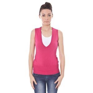 Datch Sleeveless VNeck Knit Sweater Women Pink Vests